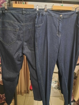 Spodnie z wysokim stanem i długą nogawką granatowe jeans